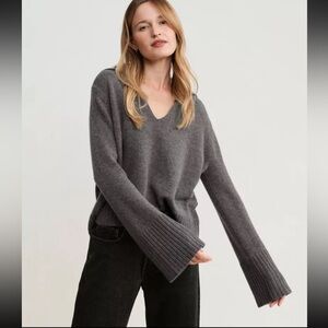 Jenni Kayne Gray V-Neck Sweater